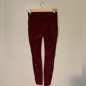 Lululemon — wunder train high rise dark red legging tights with pockets 28”